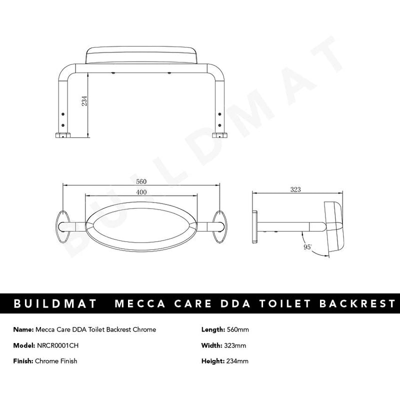 Mecca Care DDA Toilet Backrest Chrome