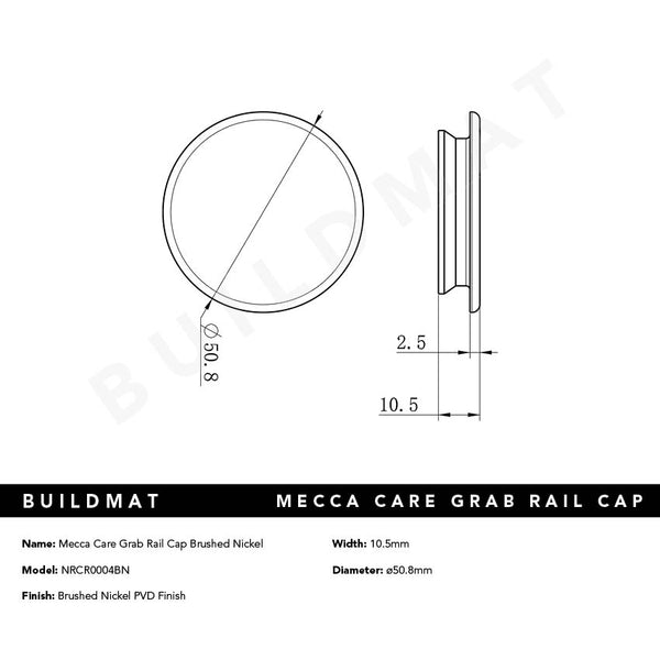 Nero Mecca Care Grab Rail Cap Brushed Nickel