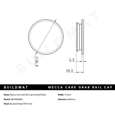 Mecca Care Grab Rail Cap Brushed Nickel
