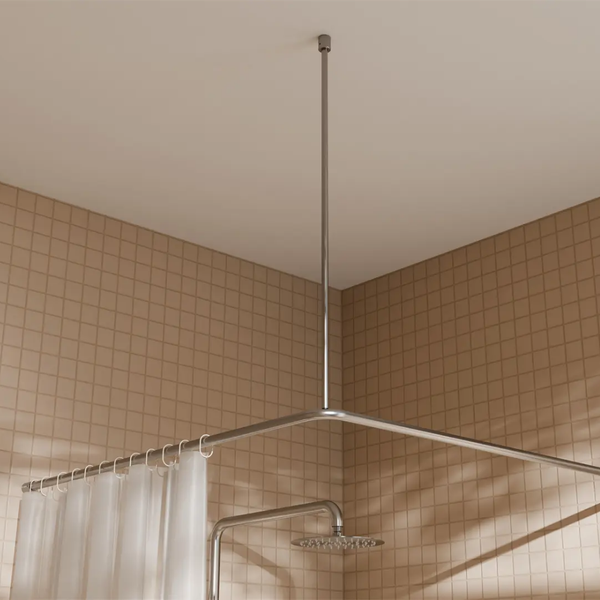 Nero Mecca Care Curtain Rail 1200x1200mm 90 Degree Brushed Nickel