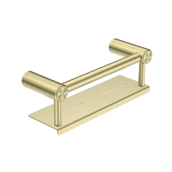 Nero Mecca Care 25mm Grab Rail with Shelf 300mm Brushed Gold