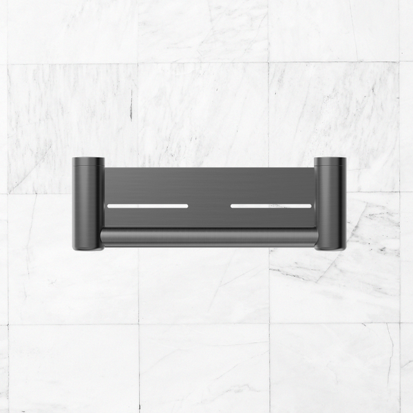 Nero Mecca Care 25mm Grab Rail with Shelf 300mm Brushed Gunmetal