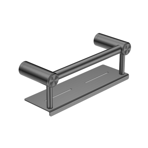 Nero Mecca Care 25mm Grab Rail with Shelf 300mm Brushed Gunmetal