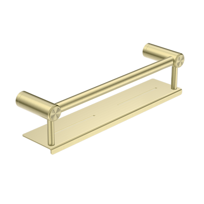 Mecca Care 25mm Grab Rail with Shelf 450mm Brushed Gold