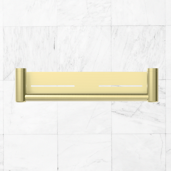 Nero Mecca Care 25mm Grab Rail with Shelf 450mm Brushed Gold