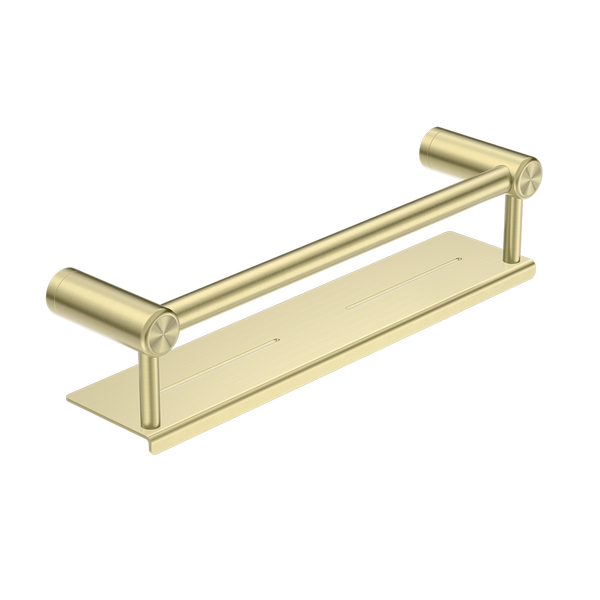Nero Mecca Care 25mm Grab Rail with Shelf 450mm Brushed Gold