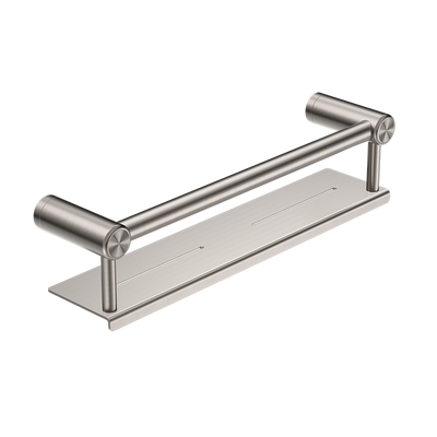 Mecca Care 25mm Grab Rail with Shelf 450mm Brushed Nickel