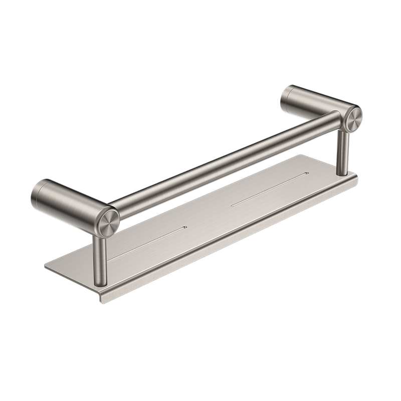 Mecca Care 25mm Grab Rail with Shelf 450mm Brushed Nickel
