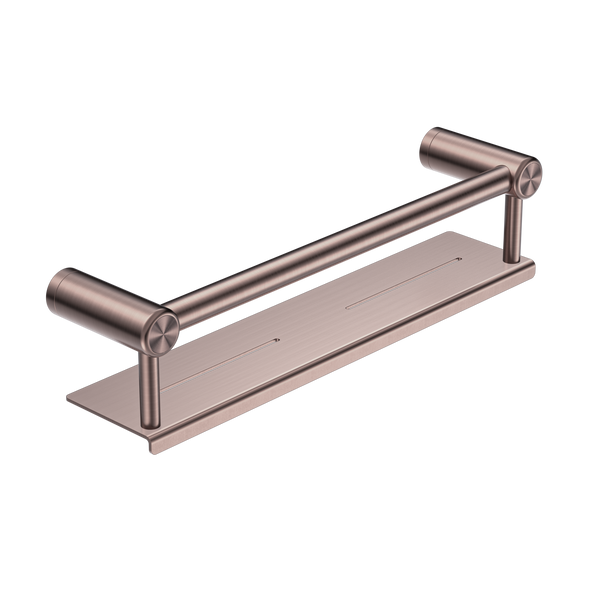 Nero Mecca Care 25mm Grab Rail With Shelf 450mm Brushed Bronze