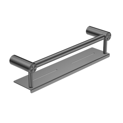 Mecca Care 25mm Grab Rail with Shelf 450mm Brushed Gunmetal