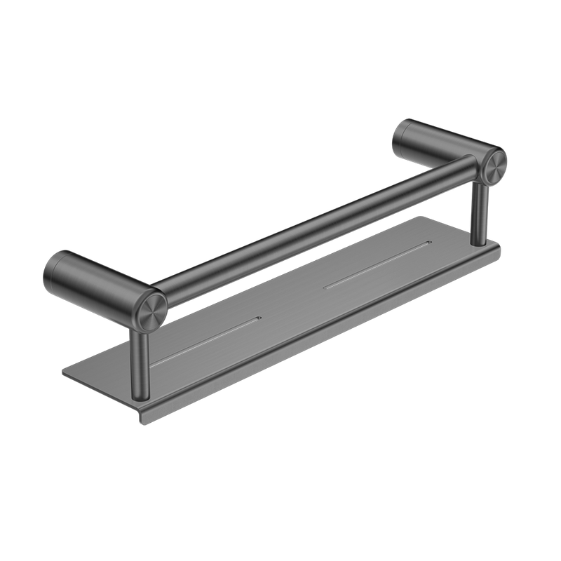 Mecca Care 25mm Grab Rail with Shelf 450mm Brushed Gunmetal