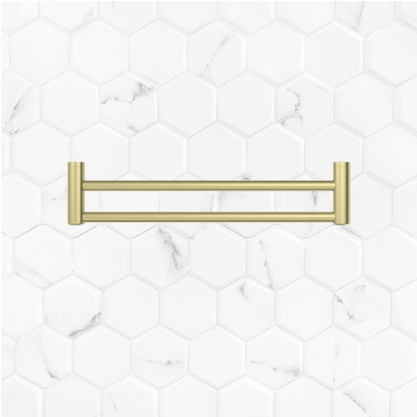 Nero Mecca Care 25mm Double Towel Grab Rail 600mm Brushed Gold