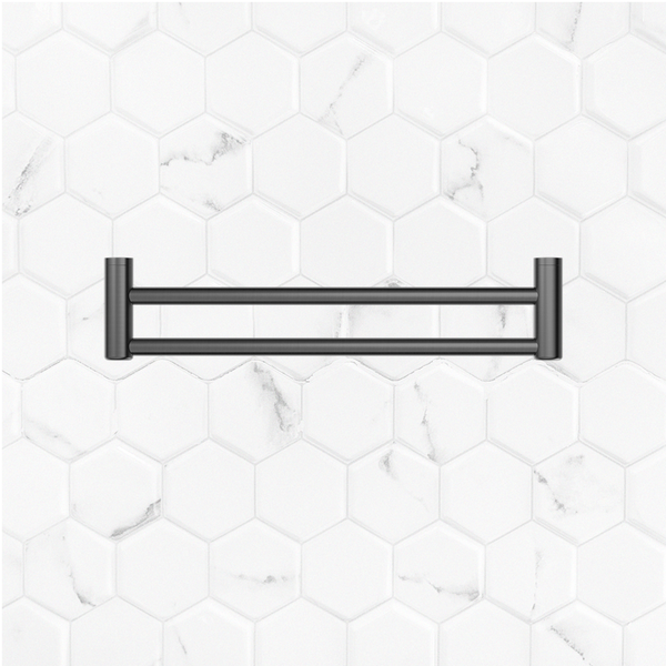 Nero Mecca Care 25mm Double Towel Grab Rail 600mm Brushed Gunmetal