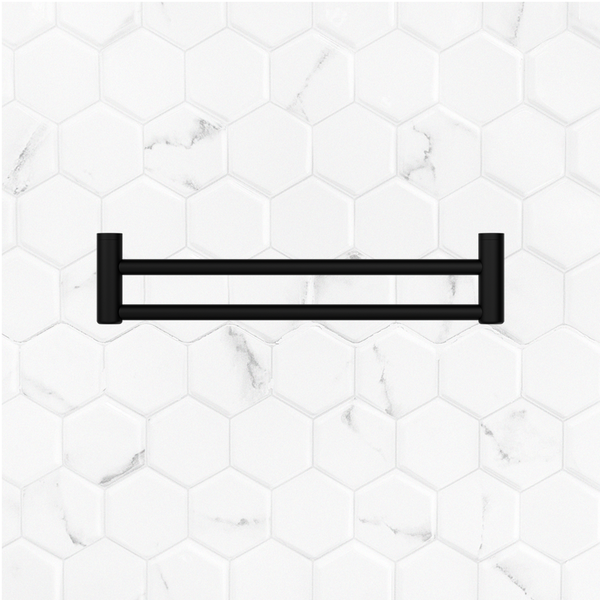 Nero Mecca Care 25mm Double Towel Grab Rail 600mm Matte Black