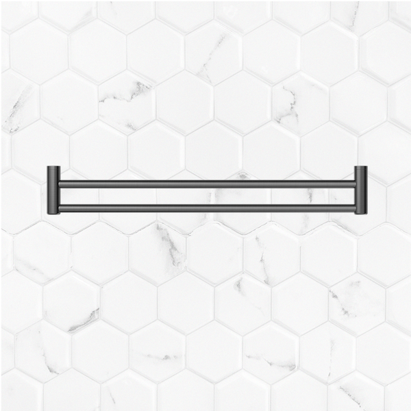 Nero Mecca Care 25mm Double Towel Grab Rail 900mm Brushed Gunmetal