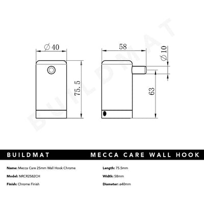 Mecca Care 25mm Wall Hook Chrome
