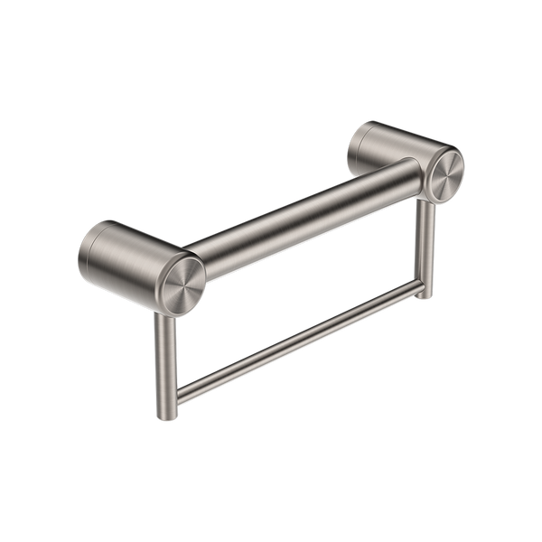 Nero Mecca Care 32mm Grab Rail with Towel Holder 300mm Brushed Nickel