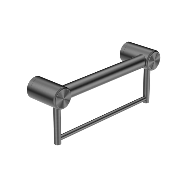 Nero Mecca Care 32mm Grab Rail with Towel Holder 300mm Brushed Gunmetal
