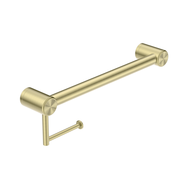 Nero Mecca Care 32mm Grab Rail Toilet Roll Holder 450mm Brushed Gold