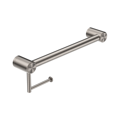 Nero Mecca Care 32mm Grab Rail Toilet Roll Holder 450mm Brushed Nickel