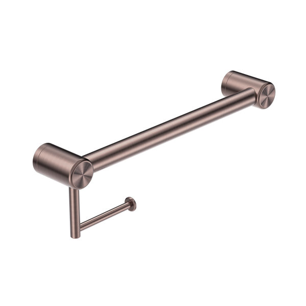 Nero Mecca Care 32mm Grab Rail With Toilet Roll Holder 450mm Brushed Bronze