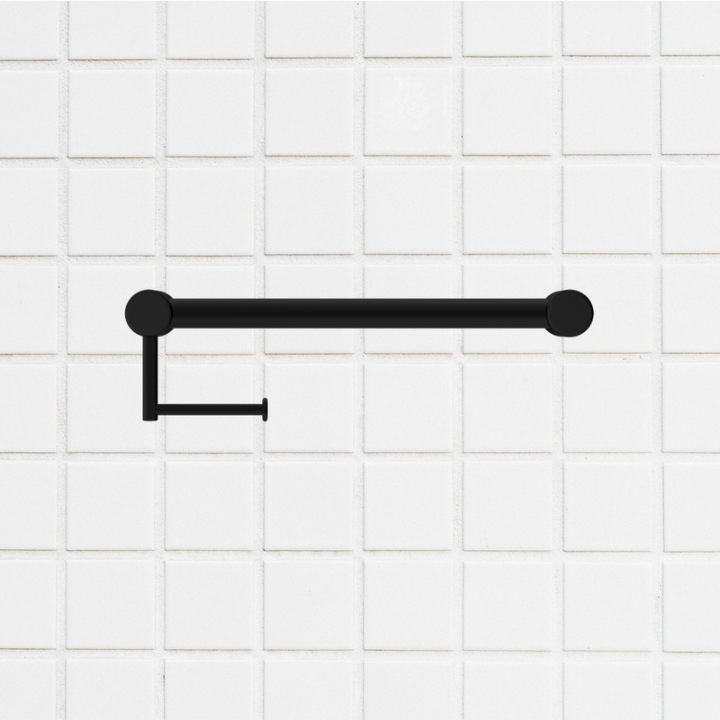 Nero Mecca Care 32mm Grab Rail Toilet Roll Holder 450mm Matte Black
