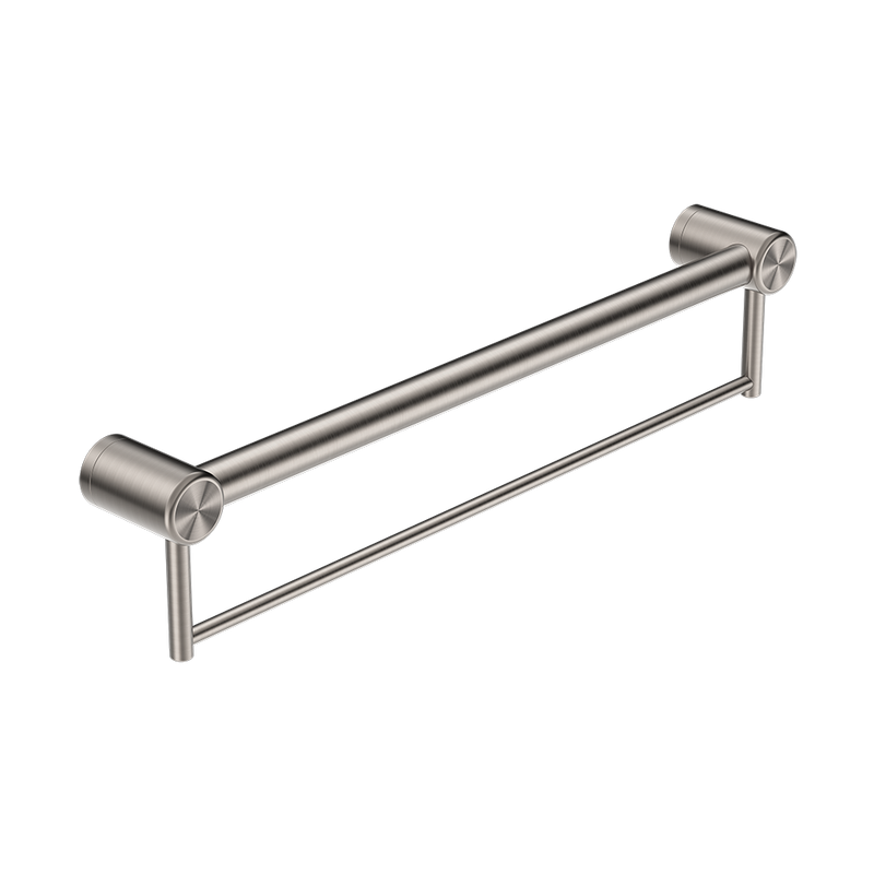 Mecca Care 32mm Grab Rail with Towel Holder 600mm Brushed Nickel