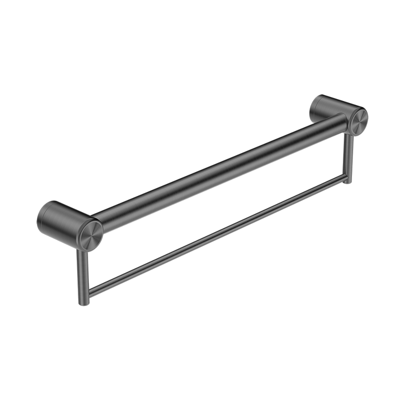 Mecca Care 32mm Grab Rail with Towel Holder 600mm Brushed Gunmetal