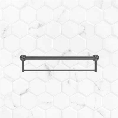 Mecca Care 32mm Grab Rail with Towel Holder 600mm Brushed Gunmetal