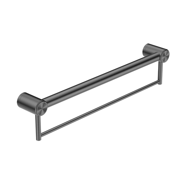 Nero Mecca Care 32mm Grab Rail with Towel Holder 600mm Brushed Gunmetal