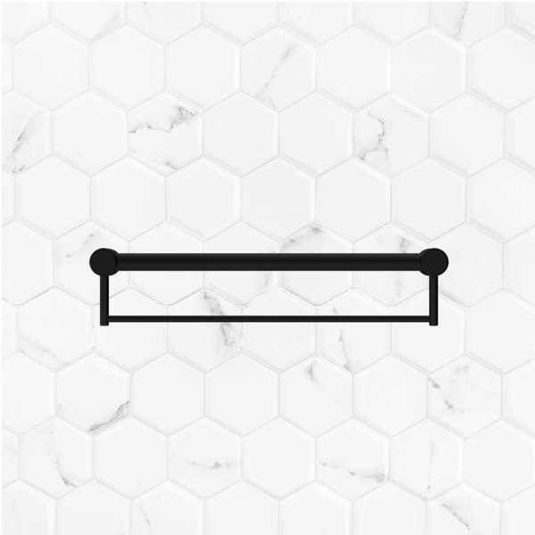 Nero Mecca Care 32mm Grab Rail with Towel Holder 600mm Matte Black