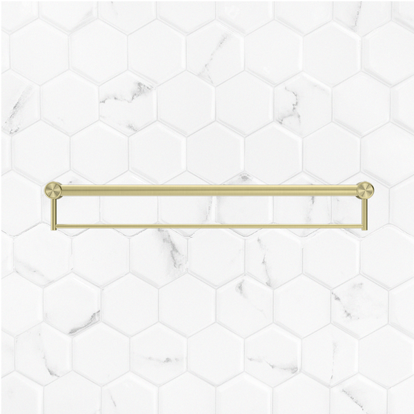 Nero Mecca Care 32mm Grab Rail with Towel Holder 900mm Brushed Gold