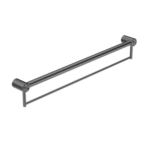 Nero Mecca Care 32mm Grab Rail with Towel Holder 900mm Brushed Gunmetal