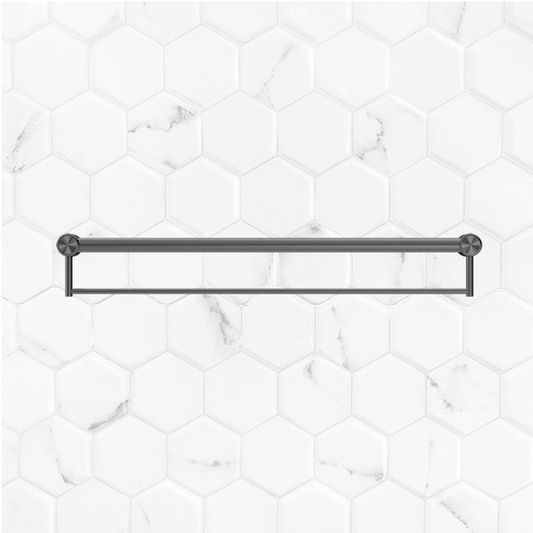 Nero Mecca Care 32mm Grab Rail with Towel Holder 900mm Brushed Gunmetal