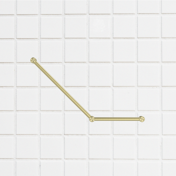 Nero Mecca Care 32mm Ambulant Toilet Grab Rail 45 Degree 750x450mm Brushed Gold