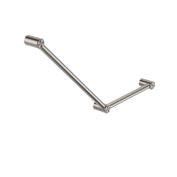 Nero Mecca Care 32mm Ambulant Toilet Grab Rail 45 Degree 750x450mm Brushed Nickel
