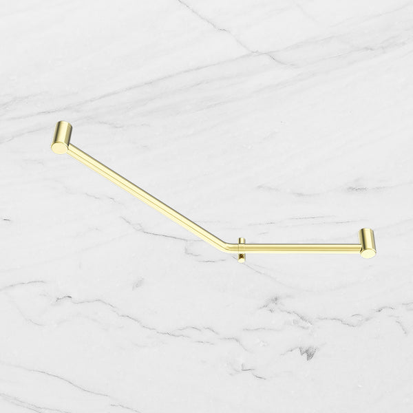 Nero Mecca Care 32mm Ambulant 45 Degree Bent Tube Grab Rail 450x650mm Brushed Gold
