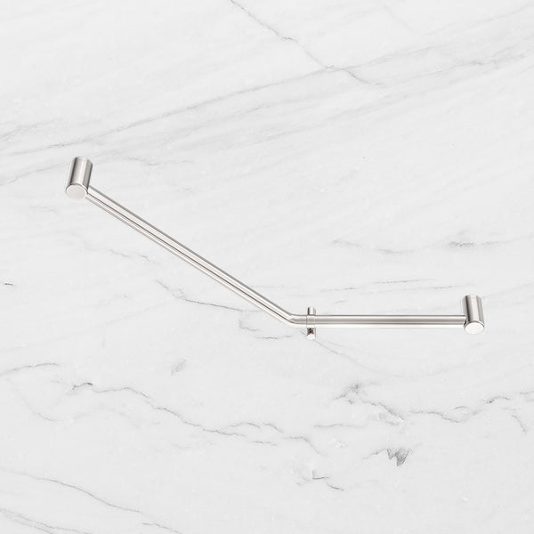 Nero Mecca Care 32mm Ambulant 45 Degree Bent Tube Grab Rail 450x650mm Brushed Nickel