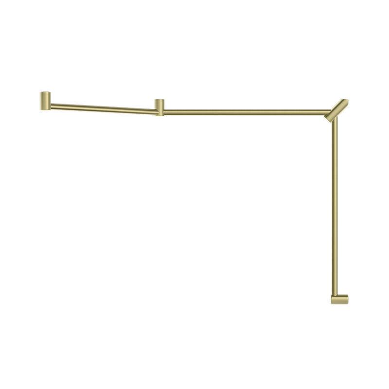 Mecca Care 32mm DDA Toilet Grab Rail Set 45 Degree Continuous 750x965x1025mm Brushed Gold