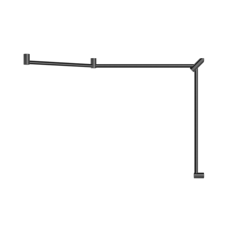 Mecca Care 32mm DDA Toilet Grab Rail Set 45 Degree Continuous 750x965x1025mm Brushed Gunmetal