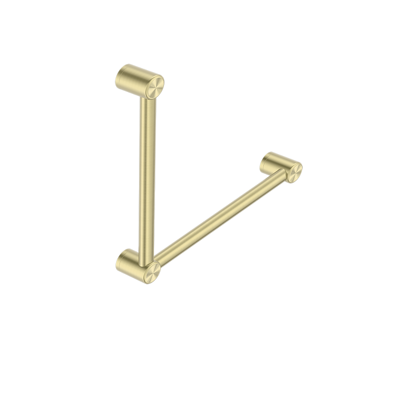 Mecca Care 32mm Ambulant Toilet Grab Rail 90 Degree 450x450mm Brushed Gold