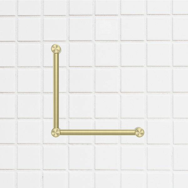Nero Mecca Care 32mm Ambulant Toilet Grab Rail 90 Degree 450x450mm Brushed Gold