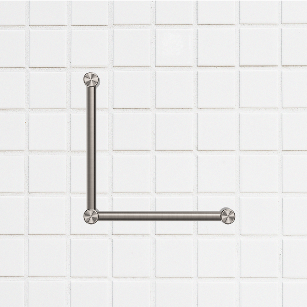 Nero Mecca Care 32mm Ambulant Toilet Grab Rail 90 Degree 450x450mm Brushed Nickel