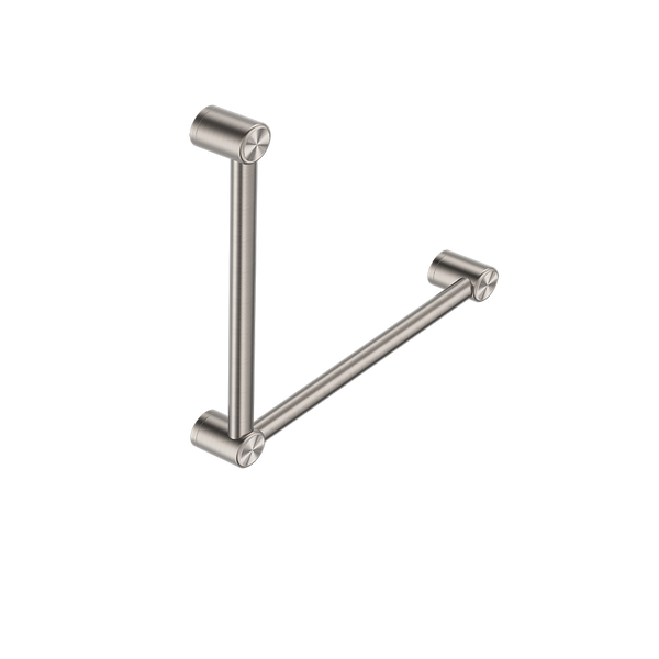 Nero Mecca Care 32mm Ambulant Toilet Grab Rail 90 Degree 450x450mm Brushed Nickel