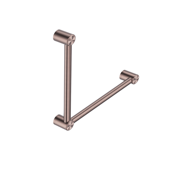 Nero Mecca Care 32mm Ambulant Toilet Grab Rail 90 Degree 450X450mm Brushed Bronze