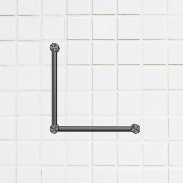 Nero Mecca Care 32mm Ambulant Toilet Grab Rail 90 Degree 450x450mm Brushed Gunmetal