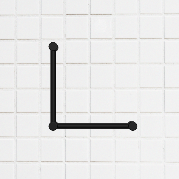 Nero Mecca Care 32mm Ambulant Toilet Grab Rail 90 Degree 450x450mm Matte Black