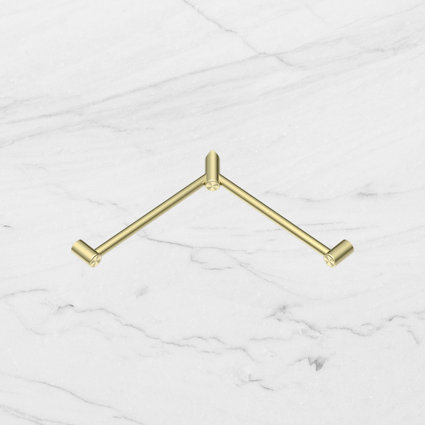 Nero Mecca Care 32mm Wrap Around Corner Grab Rail 600x600mm Brushed Gold