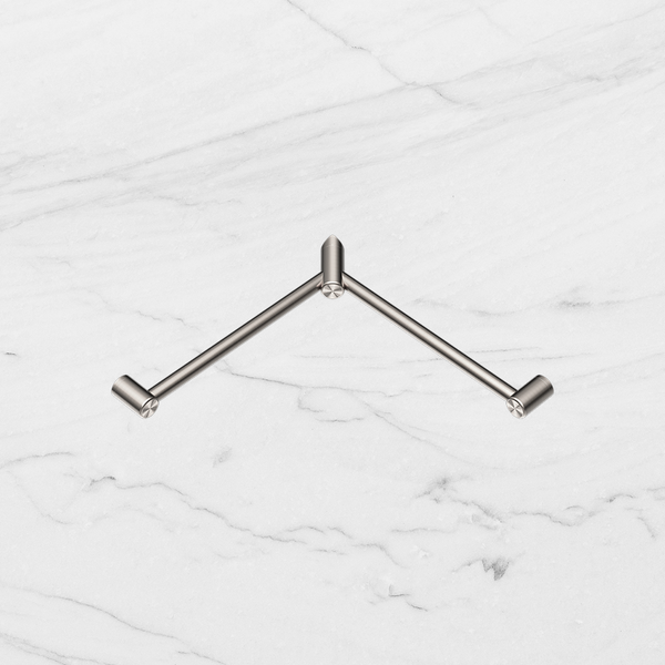 Nero Mecca Care 32mm Wrap Around Corner Grab Rail 600x600mm Brushed Nickel