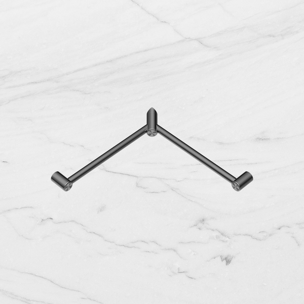 Nero Mecca Care 32mm Wrap Around Corner Grab Rail 600x600mm Brushed Gunmetal